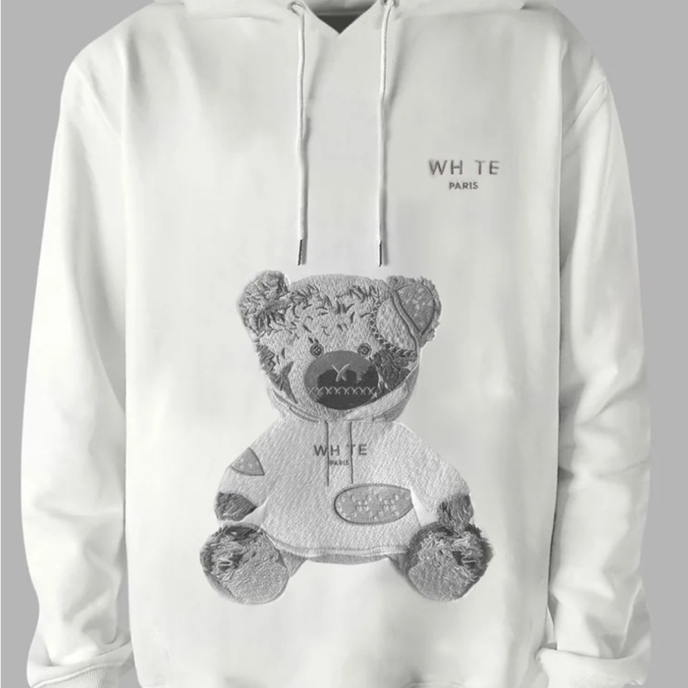 Off-White White Crewneck Hoodie with Teddy Graphic unisex